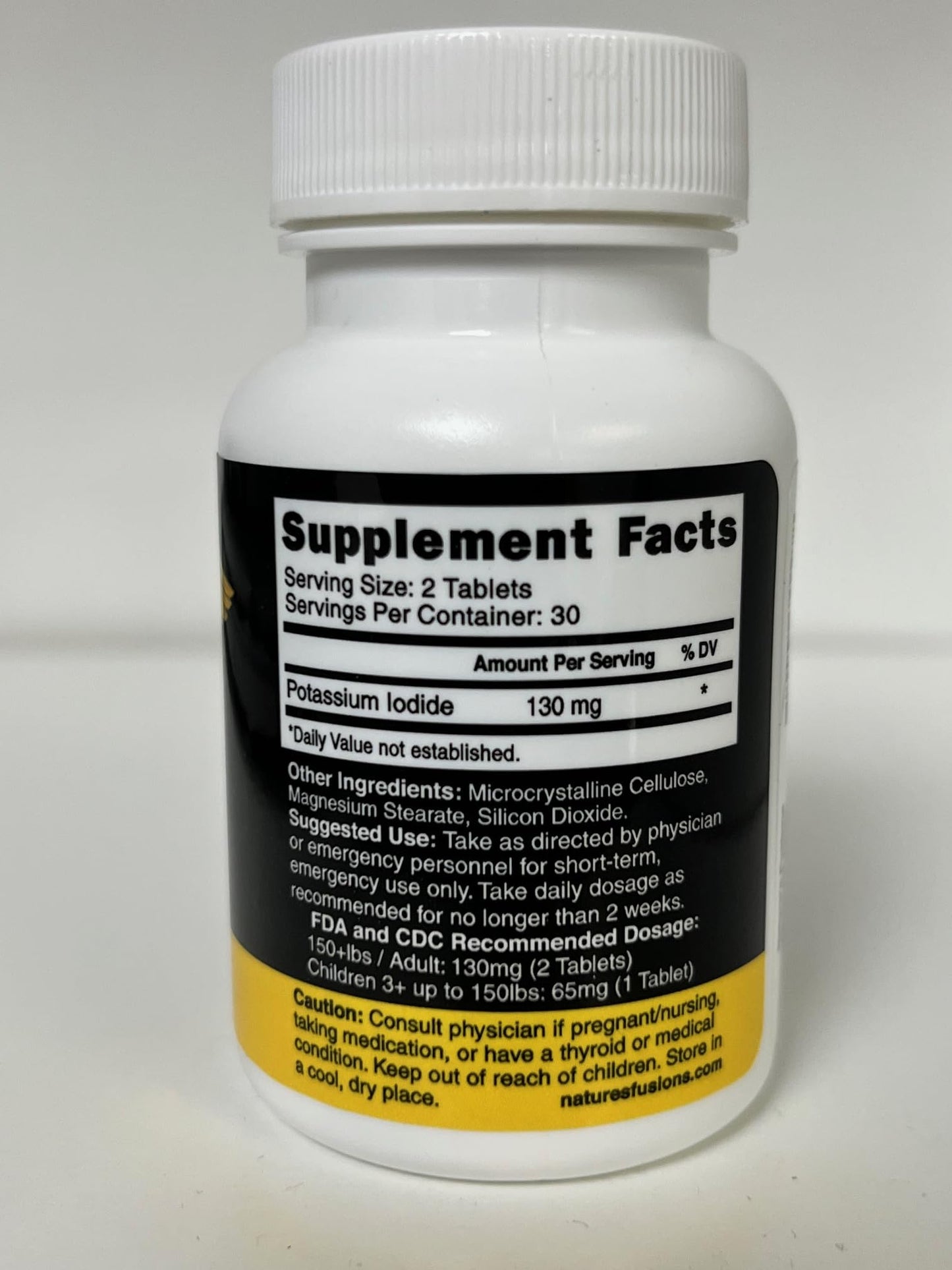 Potassium Iodide Tablets 130 mg - (60 Tablets) 10 Year Shelf-Life EXP 2034 to 2035 - Ki Pills - Yoduro de potasio - Nutri Supplements - 3rd Party Tested - Maple Wellness Supplements