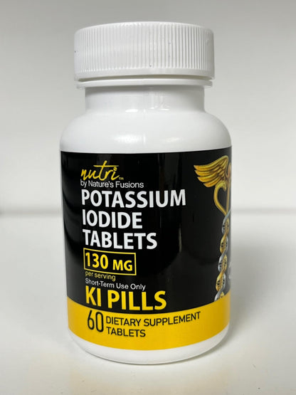 Potassium Iodide Tablets 130 mg - (60 Tablets) 10 Year Shelf-Life EXP 2034 to 2035 - Ki Pills - Yoduro de potasio - Nutri Supplements - 3rd Party Tested - Maple Wellness Supplements
