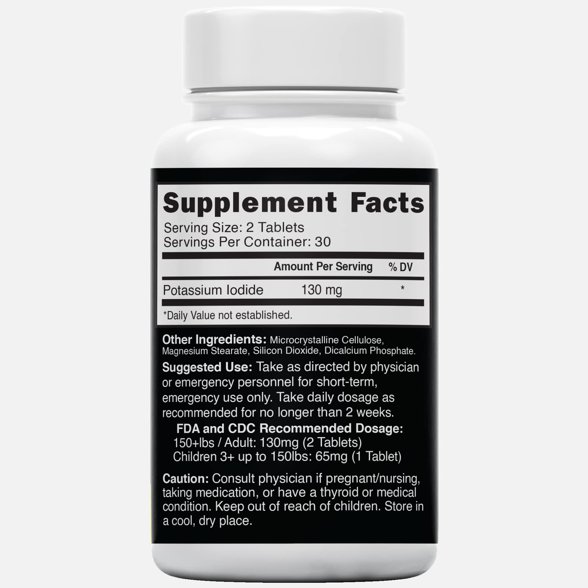 Potassium Iodide Tablets 130 mg (Pack of 2) - (120 Tablets) 10 Year Shelf-Life EXP 2034 to 2035 - Ki Pills - Yoduro de potasio - Nutri Supplements - Maple Wellness Supplements