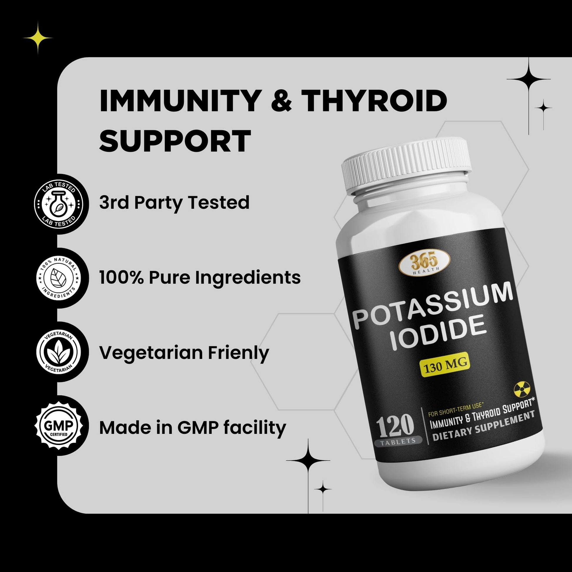 Potassium Iodide130 mg - KI Tablets- Potassium130 mg - USA Made Potassium Iodine Pills YODO Naciente - Maple Wellness Supplements