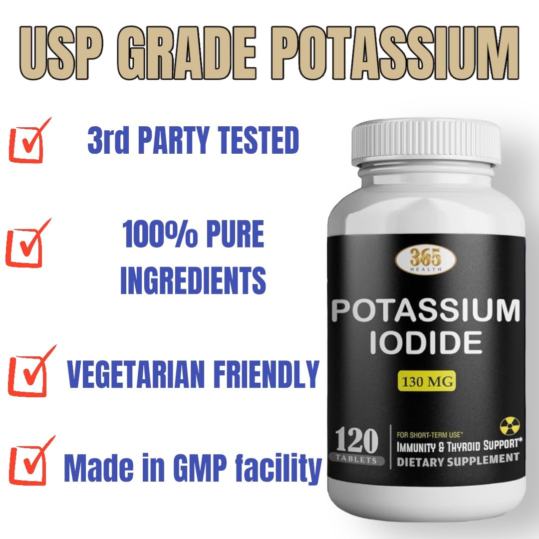 Potassium Iodide130 mg - KI Tablets- Potassium130 mg - USA Made Potassium Iodine Pills YODO Naciente - Maple Wellness Supplements