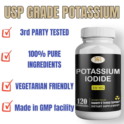 Potassium Iodide130 mg - KI Tablets- Potassium130 mg - USA Made Potassium Iodine Pills YODO Naciente - Maple Wellness Supplements