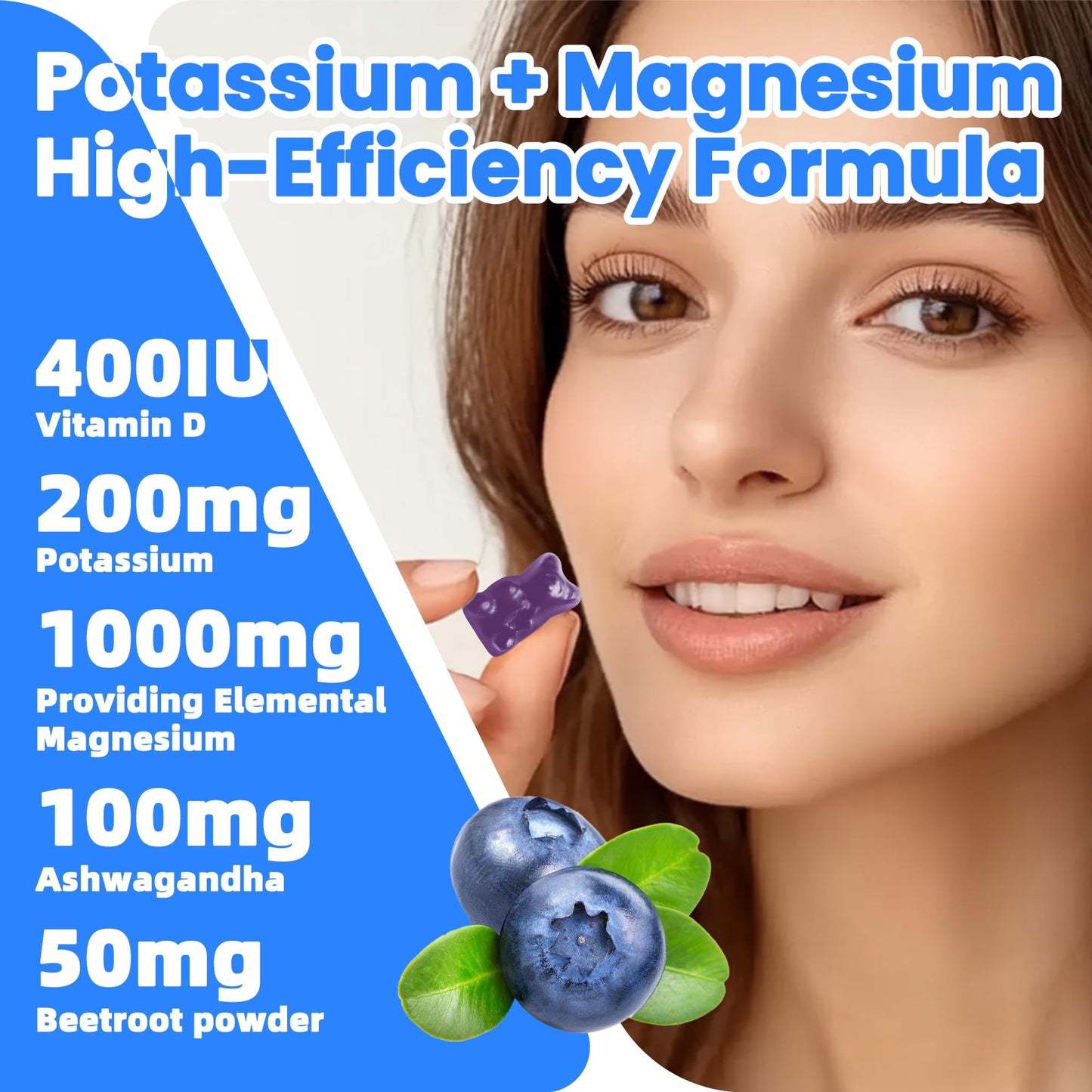 Potassium Magnesium Gummies,Potassium Supplement w/Ashwagandha,High Absorption Magnesium Glycinate,B6,D3,Potassium Citrate for Leg Cramps,Muscle,Electroyte for Adults Kids,Sugar-Free, 60 Gummies - Maple Wellness Supplements