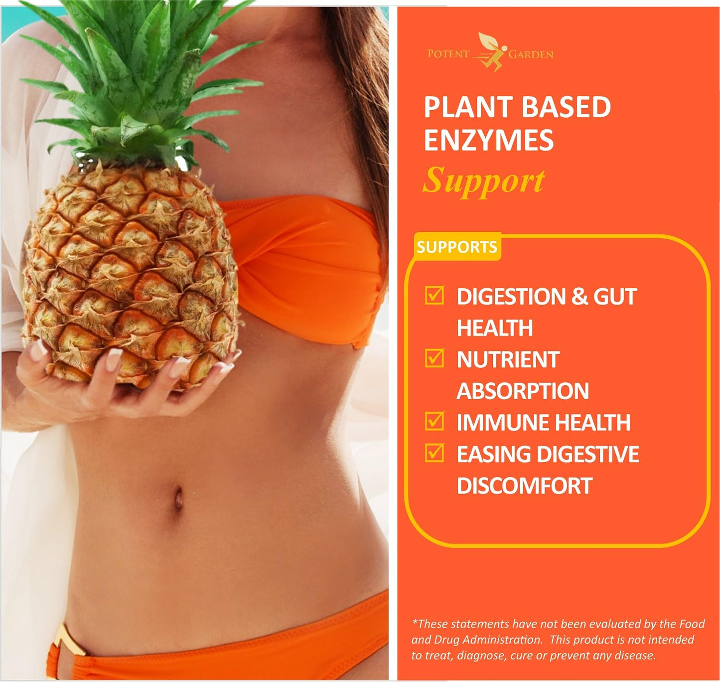 Potent Garden Digestive Enzymes -18 Plant Based Enzymes with amylase lipase bromelain Protease lactase & Other Enzymes - One Pre Meal Pill Supports Healthy - Maple Wellness Supplements
