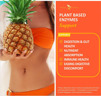 Potent Garden Digestive Enzymes -18 Plant Based Enzymes with amylase lipase bromelain Protease lactase & Other Enzymes - One Pre Meal Pill Supports Healthy - Maple Wellness Supplements