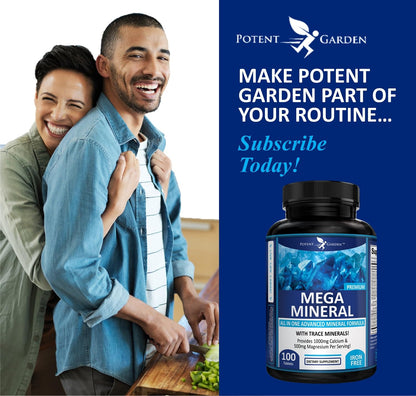 Potent Garden Mega Mineral Supplement Complete Mineral Complex with Calcium Magnesium Zinc Potassium Boron Selenium Chromium & 72 Trace - Maple Wellness Supplements