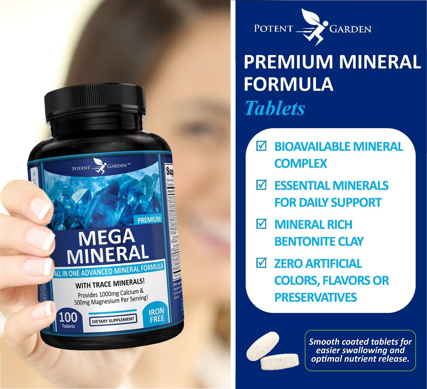 Potent Garden Mega Mineral Supplement Complete Mineral Complex with Calcium Magnesium Zinc Potassium Boron Selenium Chromium & 72 Trace - Maple Wellness Supplements