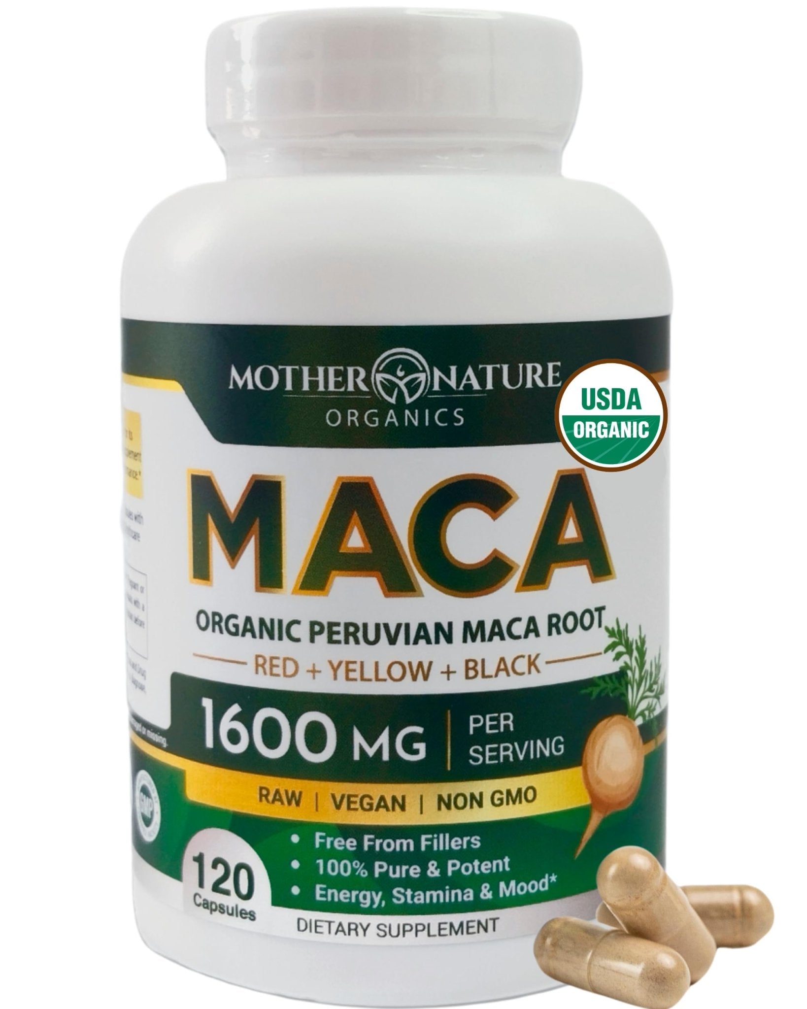Powerful Maca Blend for Men – Black, Red & Yellow Maca Capsules | Supports Energy, Stamina & Endurance | Promotes Hormonal Balance & Vitality - Maple Wellness Supplements