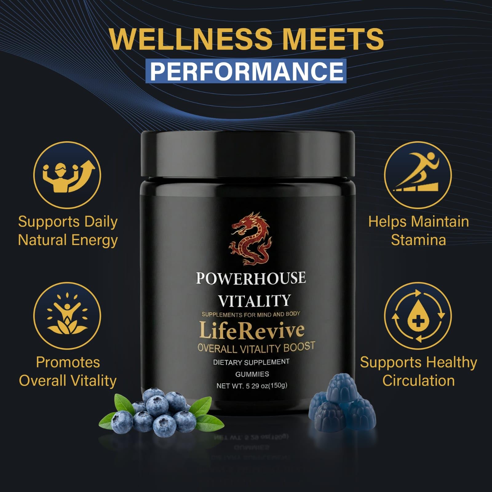 Powerhouse Vitality LifeRevive - Overall Vitality Boost | Vitamin Gummies for Men & Women - Maple Wellness Supplements