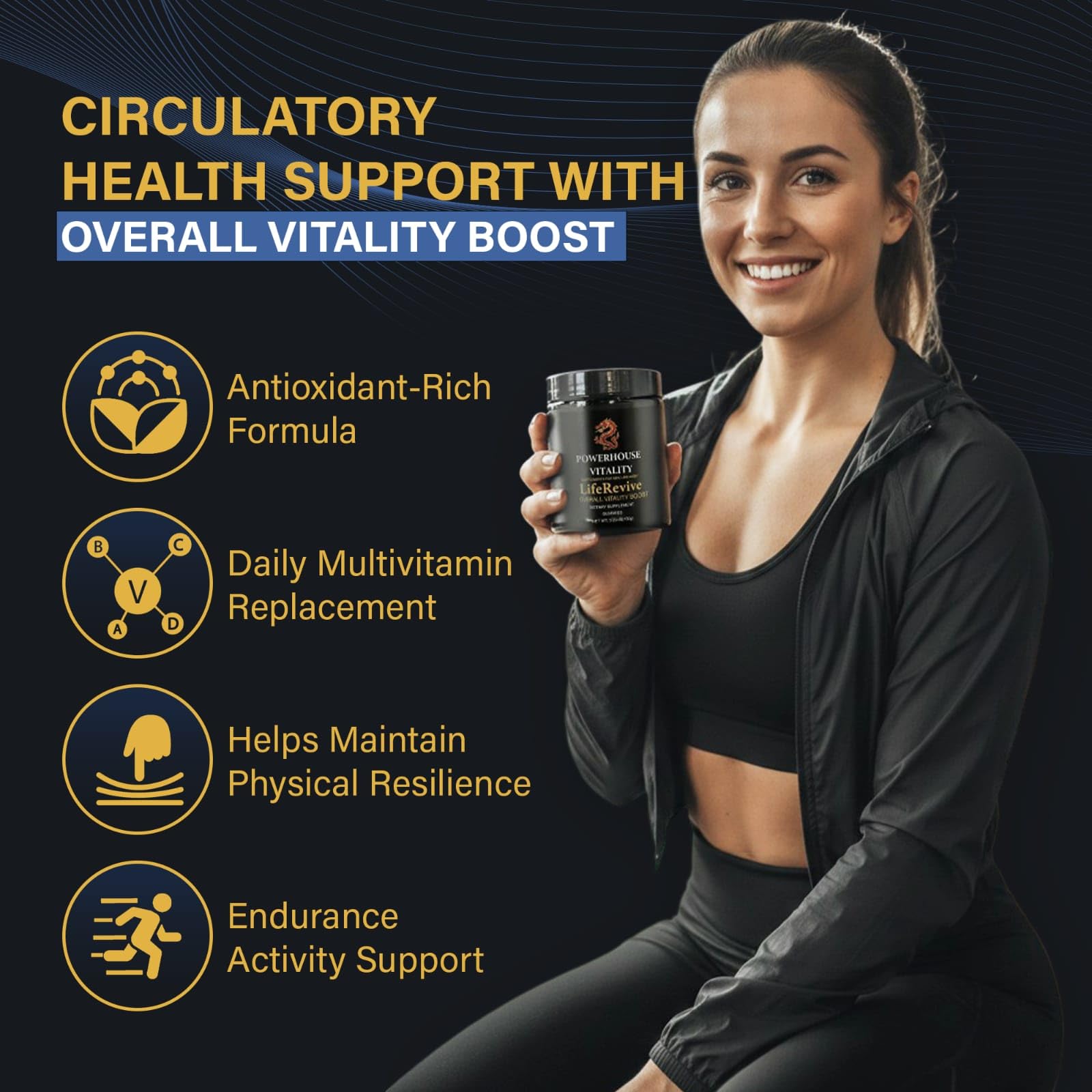 Powerhouse Vitality LifeRevive - Overall Vitality Boost | Vitamin Gummies for Men & Women - Maple Wellness Supplements