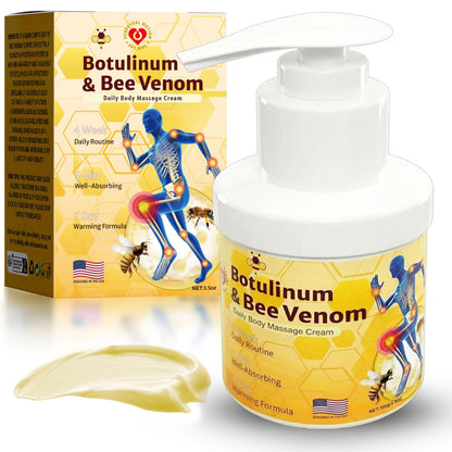 PPT.MHC Bee Venom Warming Cream with Pump - Massage Body Rub with Ginger, Peppermint & Black Pepper - Premium Bee Venom Lotion for Back, Legs & Feet - Everyday Non-Greasy 3.5oz Cream - Maple Wellness Supplements