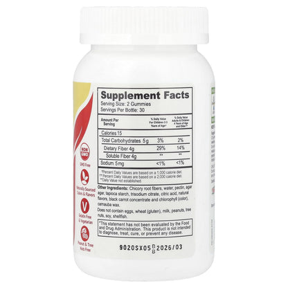 Prebiotic Fiber Zero Gummies for Kids by YumVs | Keto Sugar Free Gummy Chews for Toddlers |4g Fiber for Children Constipation Support - Maple Wellness Supplements