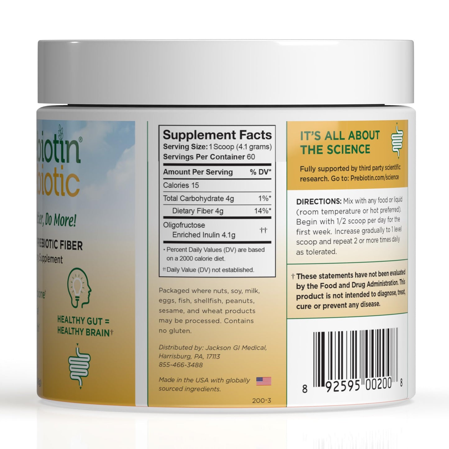 Prebiotin Prebiotic Fiber Supplement Powder 8.68 oz Supports Digestive Health High Fiber, Boosts Probiotics, Reduces Hunger All-Natural, Gluten-Free - Maple Wellness Supplements
