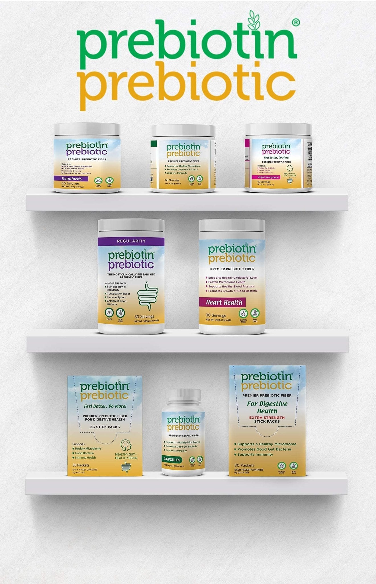 Prebiotin Prebiotic Fiber Supplement Powder 8.68 oz Supports Digestive Health High Fiber, Boosts Probiotics, Reduces Hunger All-Natural, Gluten-Free - Maple Wellness Supplements