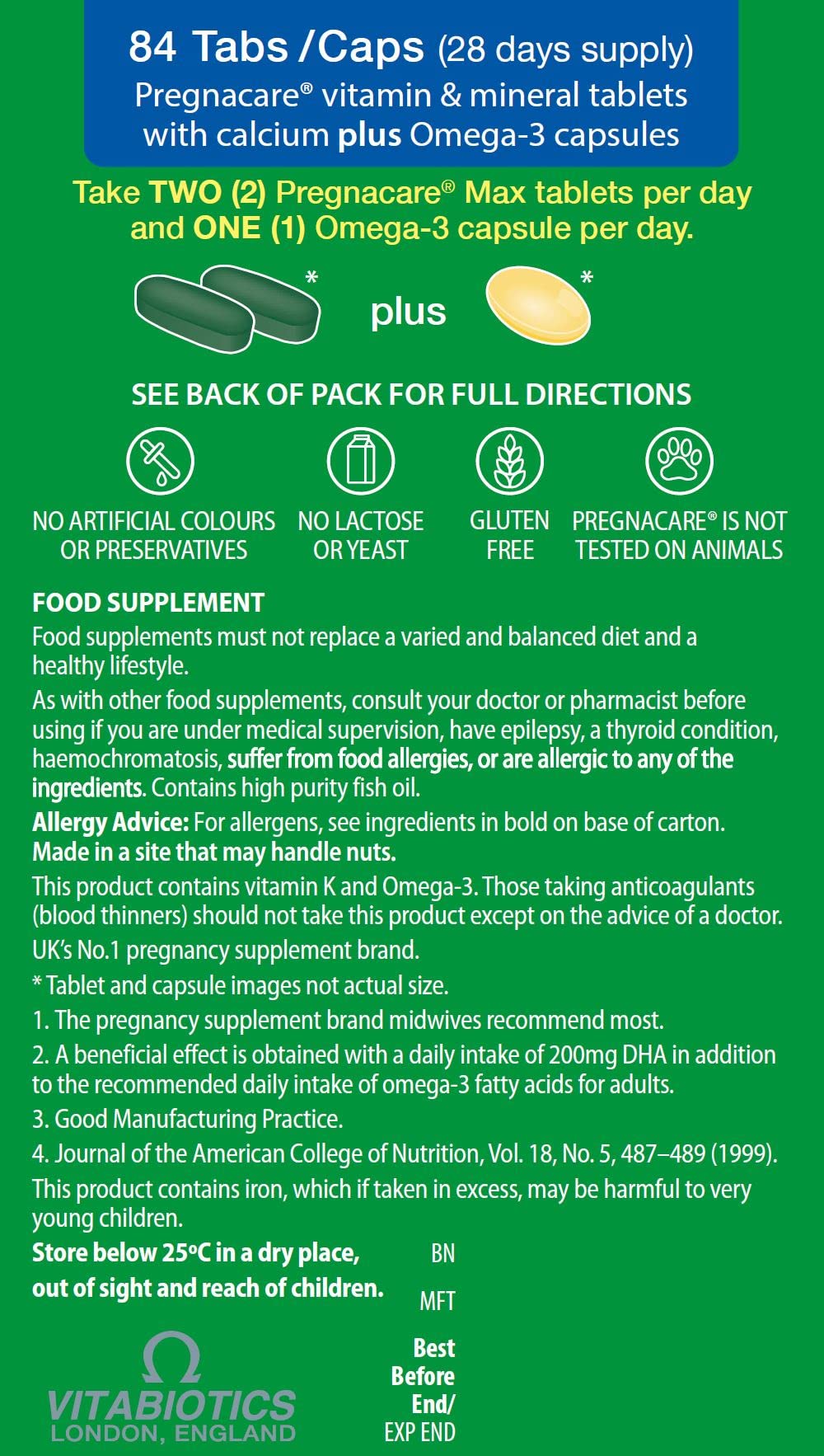 Pregnacare Max, White, 84 Count (Pack of 1) - Maple Wellness Supplements