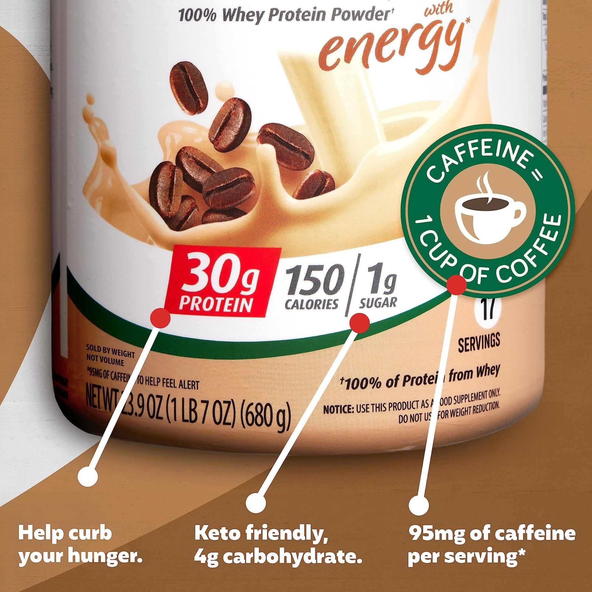 Premier Protein Powder, Cafe Latte , 30g Protein, 1g Sugar, 100% Whey Protein - Maple Wellness Supplements