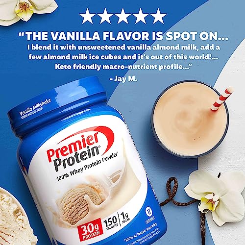 Premier Protein Powder, Vanilla Milkshake, 30g Protein, 1g Sugar, 100% Whey Protein - Maple Wellness Supplements