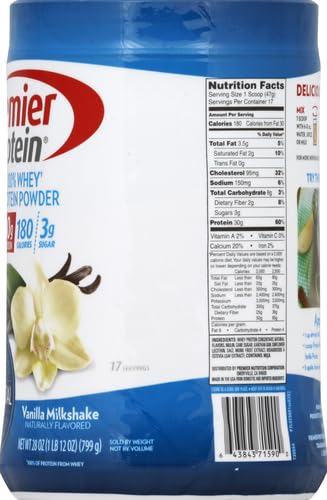Premier Protein Powder, Vanilla Milkshake, 30g Protein, 1g Sugar, 100% Whey Protein - Maple Wellness Supplements