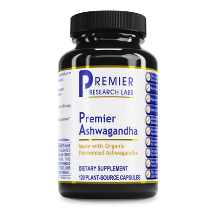 Premier Research Labs Premier Ashwagandha - Pure Supplement for Women & Men with Organic Ashwagandha Root, Herbal Pills for Stress & Sleep Support, Fermented for Absorption - 120 Plant-Based Capsules - Maple Wellness Supplements