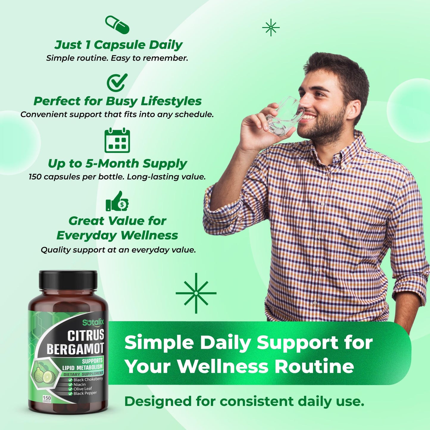 Premium Citrus Bergamot Organic Bergamot Supplement with Niacin Black Chokeberry Olive Leaf Black Pepper - Maple Wellness Supplements