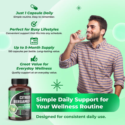 Premium Citrus Bergamot Organic Bergamot Supplement with Niacin Black Chokeberry Olive Leaf Black Pepper - Maple Wellness Supplements