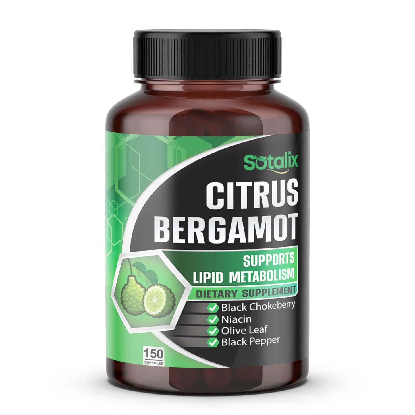 Premium Citrus Bergamot Organic Bergamot Supplement with Niacin Black Chokeberry Olive Leaf Black Pepper - Maple Wellness Supplements