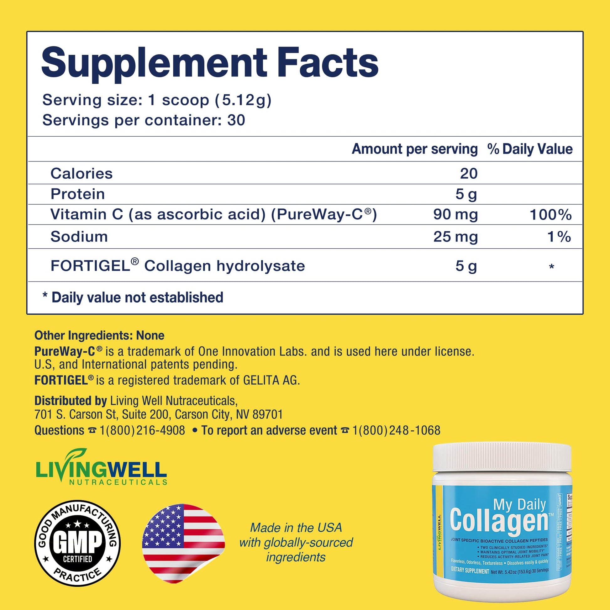 Premium Collagen Peptides Type 1 & 3 Collagen Powder - Hydrolyzed Bovine with Protein & Vitamin C – Unflavored Powdered Peptides Protein for Men and Women Joint & Cartilage Health – 30 Servings - Maple Wellness Supplements