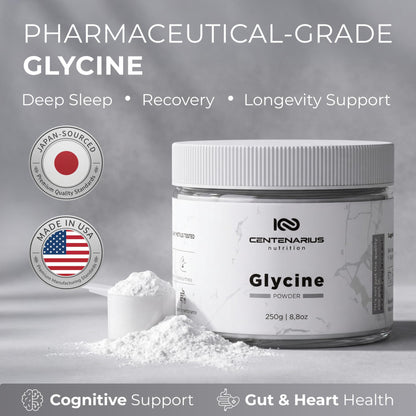 Premium Glycine Powder 250g | Amino Acids Supplement for Post Workout Muscle Recovery, Digestion, Sleep Aid + More - Vegan, Additive-Free - Maple Wellness Supplements