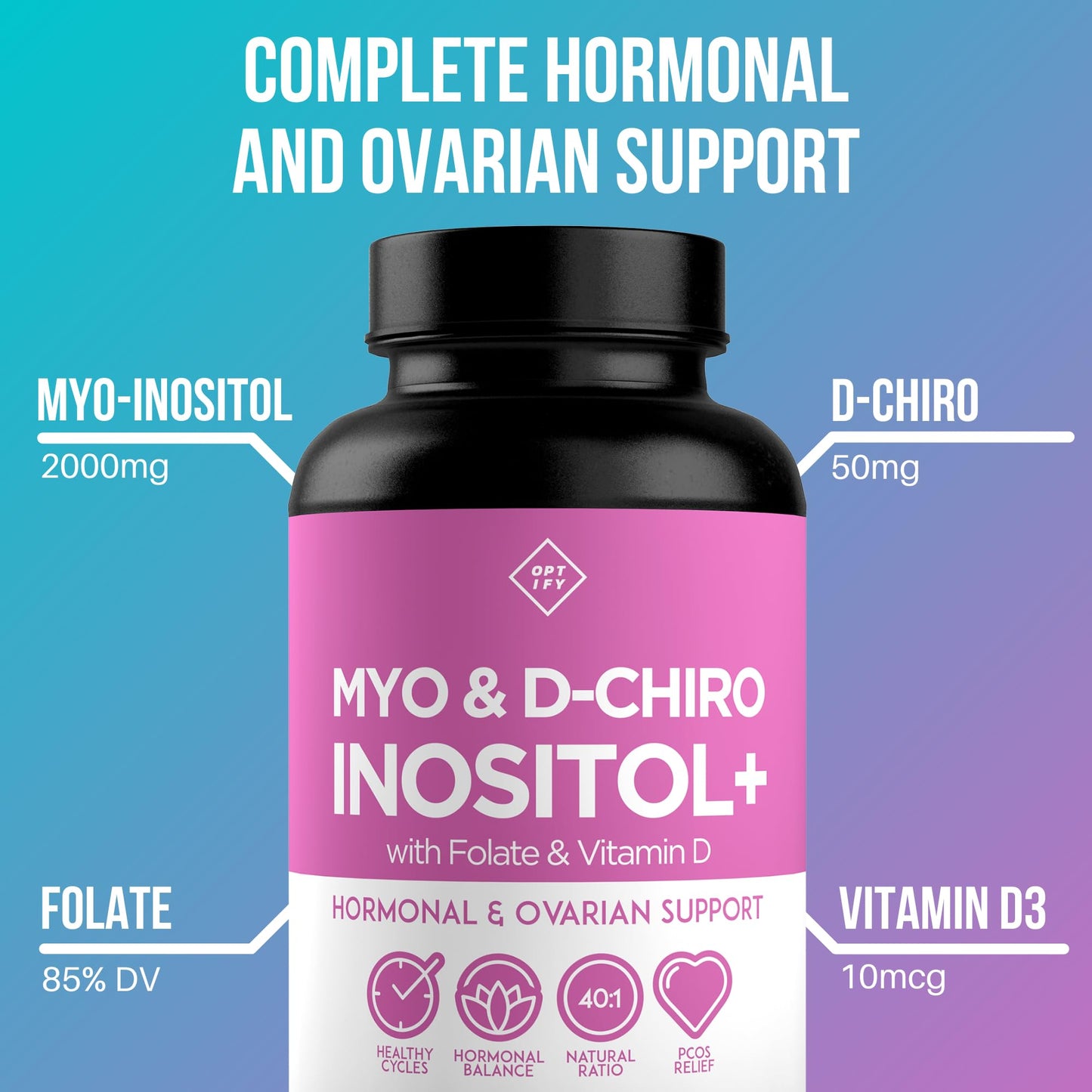 Premium Inositol Supplement - Myo-Inositol and D-Chiro Inositol Plus Folate and Vitamin - Maple Wellness Supplements