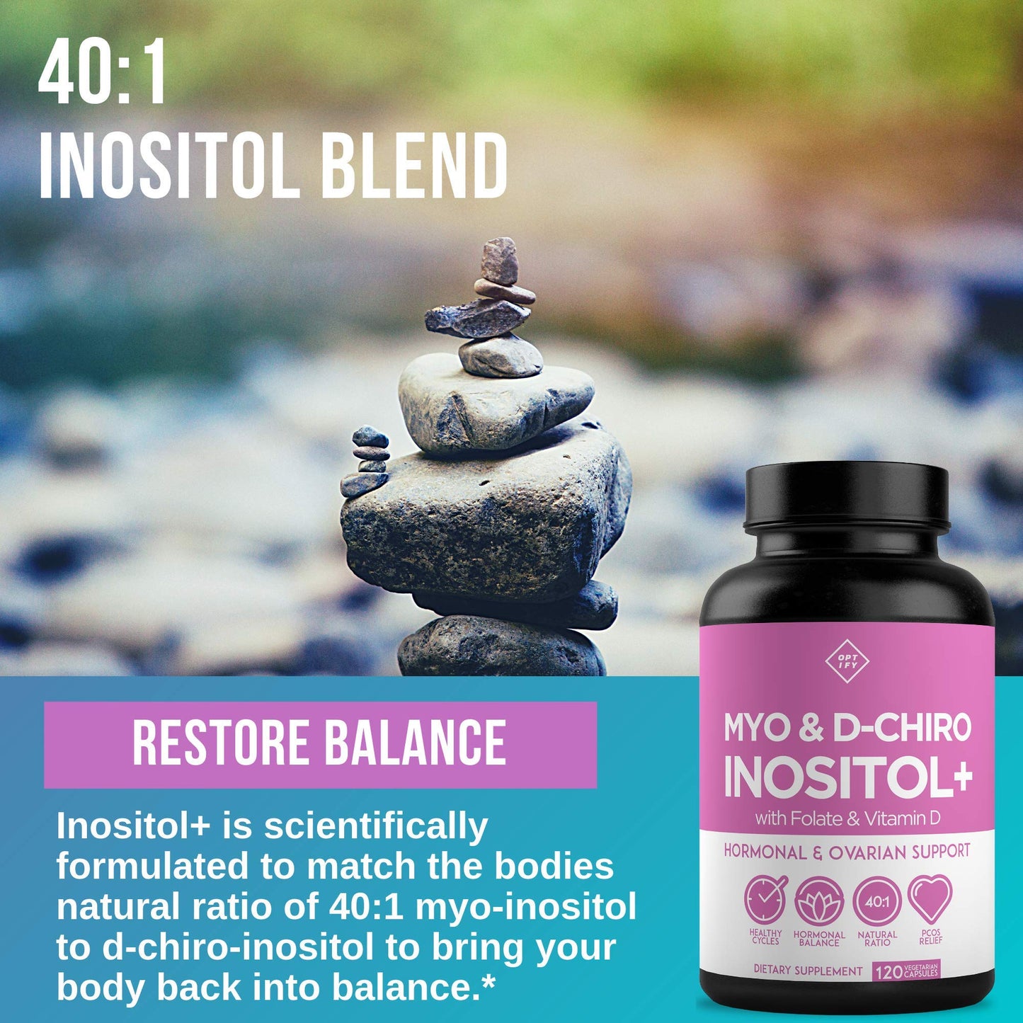 Premium Inositol Supplement - Myo-Inositol and D-Chiro Inositol Plus Folate and Vitamin - Maple Wellness Supplements