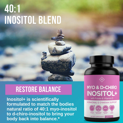 Premium Inositol Supplement - Myo-Inositol and D-Chiro Inositol Plus Folate and Vitamin - Maple Wellness Supplements