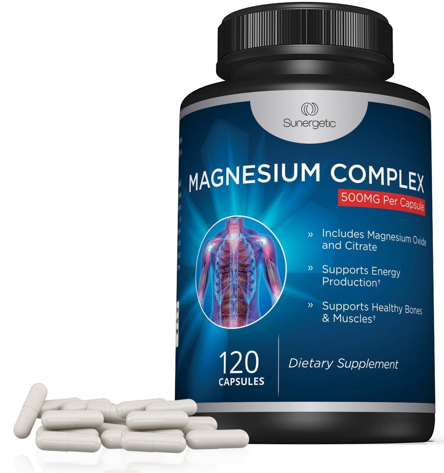 Premium Magnesium Citrate Capsules – Powerful 500mg Magnesium Oxide & Citrate Supplement – Helps Support Healthy Bones, Muscles, Teeth, Energy & Relaxation – 120 Vegetable Capsules - Maple Wellness Supplements