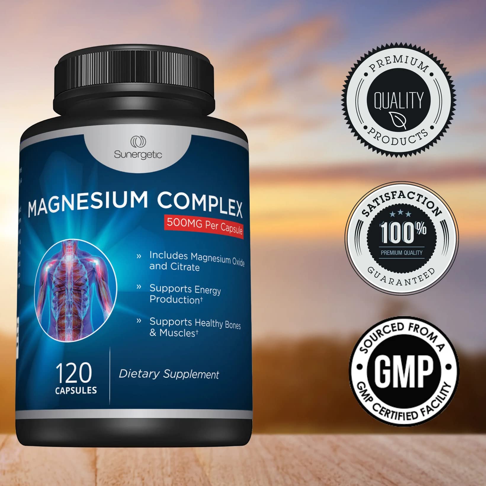 Premium Magnesium Citrate Capsules – Powerful 500mg Magnesium Oxide & Citrate Supplement – Helps Support Healthy Bones, Muscles, Teeth, Energy & Relaxation – 120 Vegetable Capsules - Maple Wellness Supplements