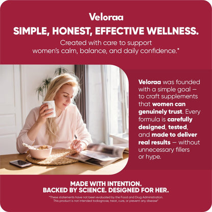 Premium Magnesium Complex for Women 60 Capsules | Complete 3-in-1 with Magnesium Glycinate Citrate & Malate Supports Calm, Digestion, Energy Vegan & Non-GMO Supplement | Veloraa - Maple Wellness Supplements