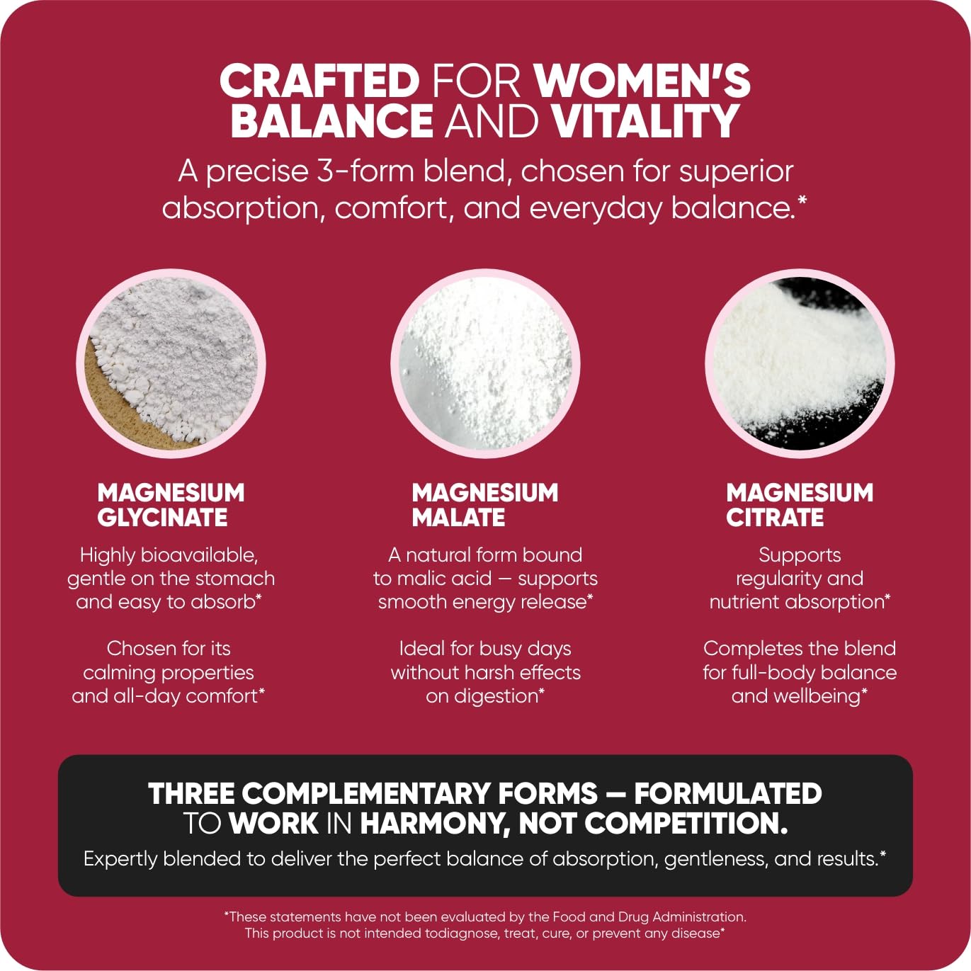 Premium Magnesium Complex for Women 60 Capsules | Complete 3-in-1 with Magnesium Glycinate Citrate & Malate Supports Calm, Digestion, Energy Vegan & Non-GMO Supplement | Veloraa - Maple Wellness Supplements