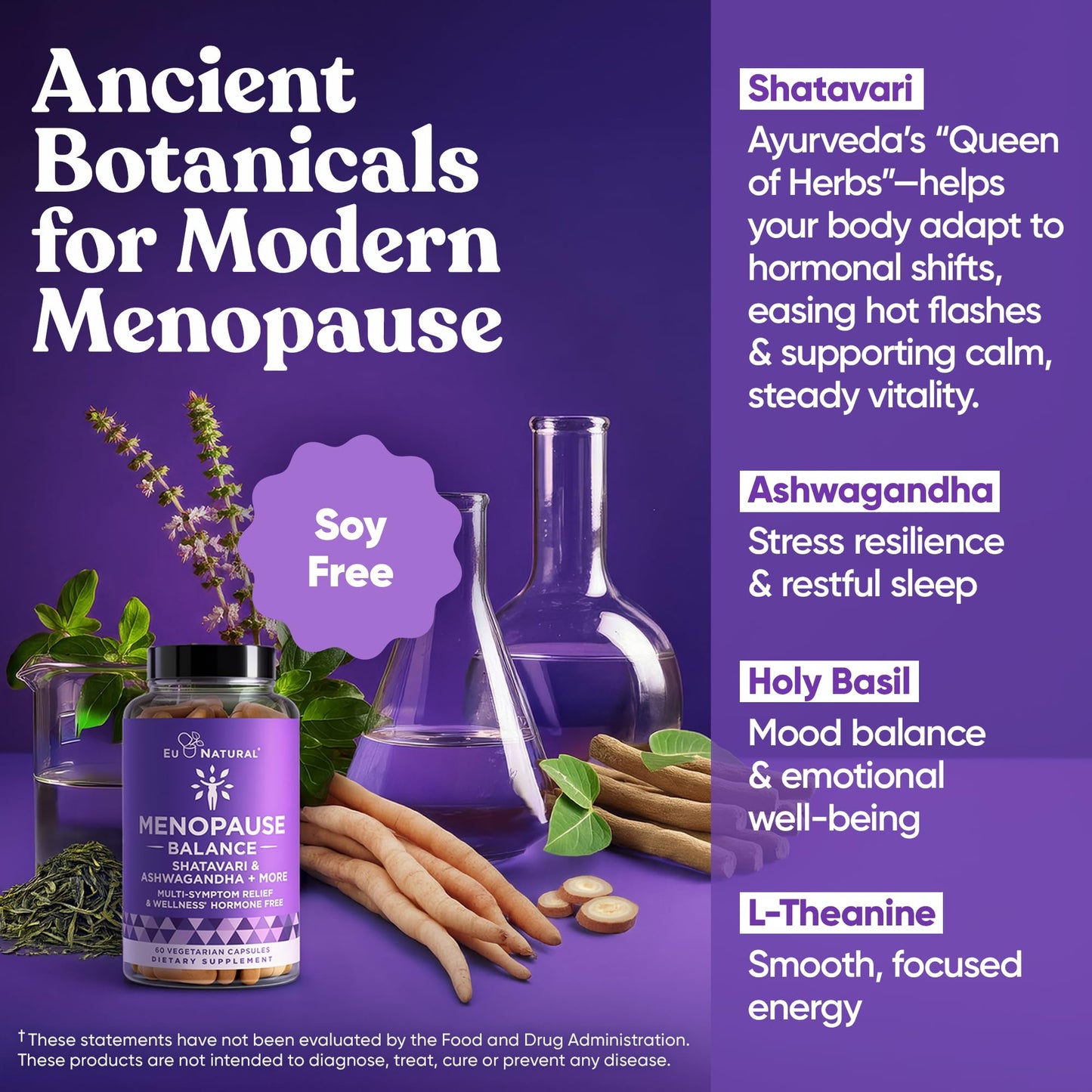 Premium Menopause Supplement for Women – Menopause Balance with Shatavari, Ashwagandha, L-Theanine & Holy Basil – Holistic Multi-Symptom Menopause Support & Hot Flash Relief – 60 Vegetarian Capsules - Maple Wellness Supplements