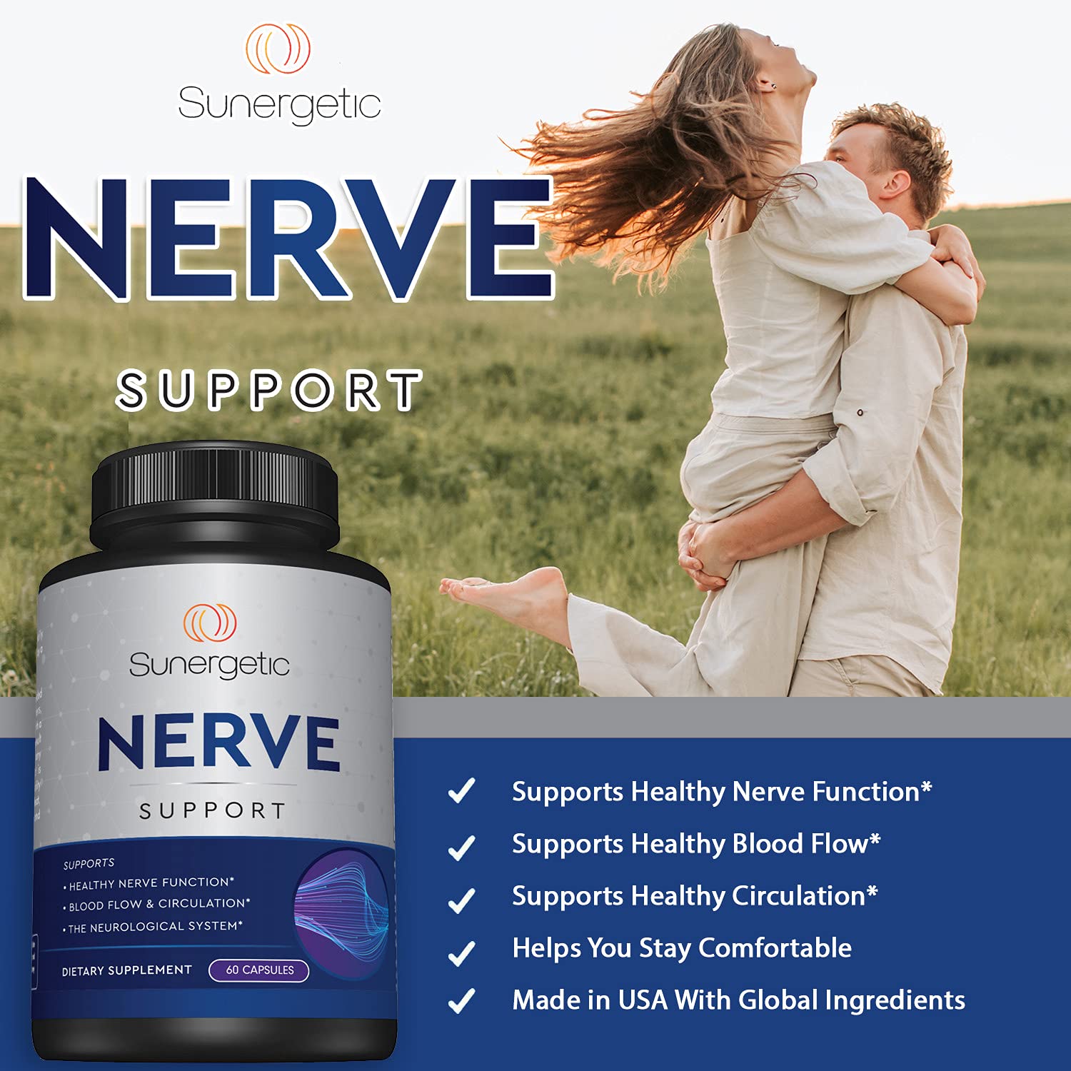 Premium Nerve Support Supplement – with Alpha Lipoic Acid (ALA) 600 mg, Acetyl-L-Carnitine (ALC) & Benfotiamine - Nerve Support Formula for Healthy Circulation, Feet, Hands & Toes - 60 Capsules - Maple Wellness Supplements