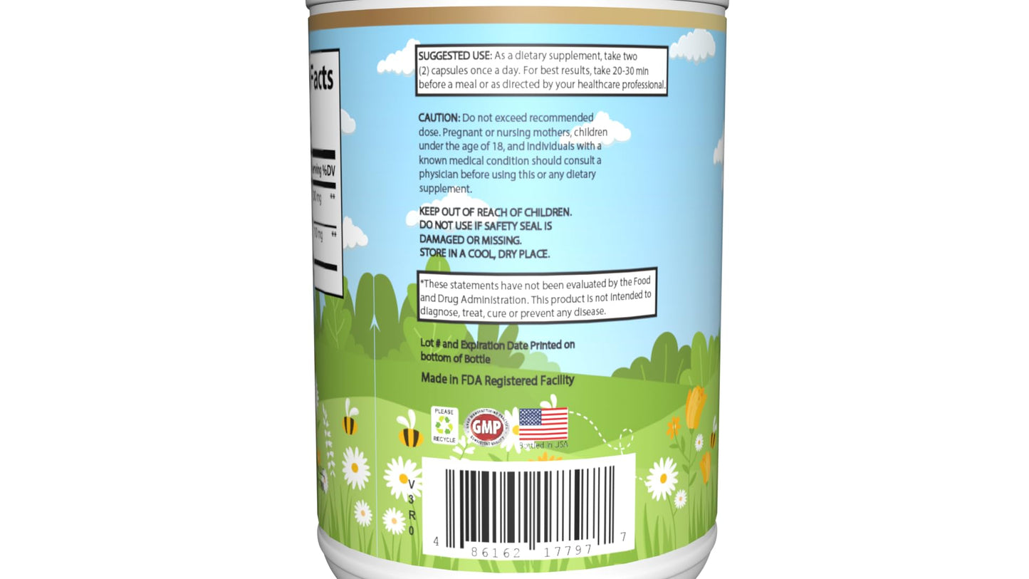 Premium Organic Ashwagandha with Black Pepper - 1300mg per Serving, 60 Capsules - Made in USA, FDA Registered Facility - Enhanced Absorption with Piperine for Optimal Performance - Maple Wellness Supplements