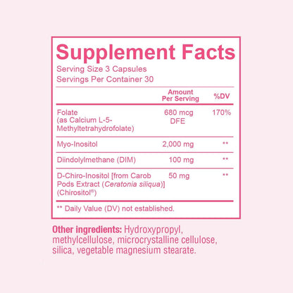 Premium Ovarian Health Support Supplement – Hormone Balance, Ovulation & Cycle Regularity - Myo-Inositol & D-Chiro Inositol Supplement for Women – 40:1 Inositol Ratio With Folate & DIM – 90 Capsules - Maple Wellness Supplements