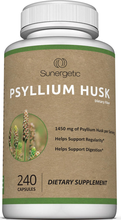 Premium Psyllium Husk Fiber Supplement 1450mg, 240 Capsules - Maple Wellness Supplements