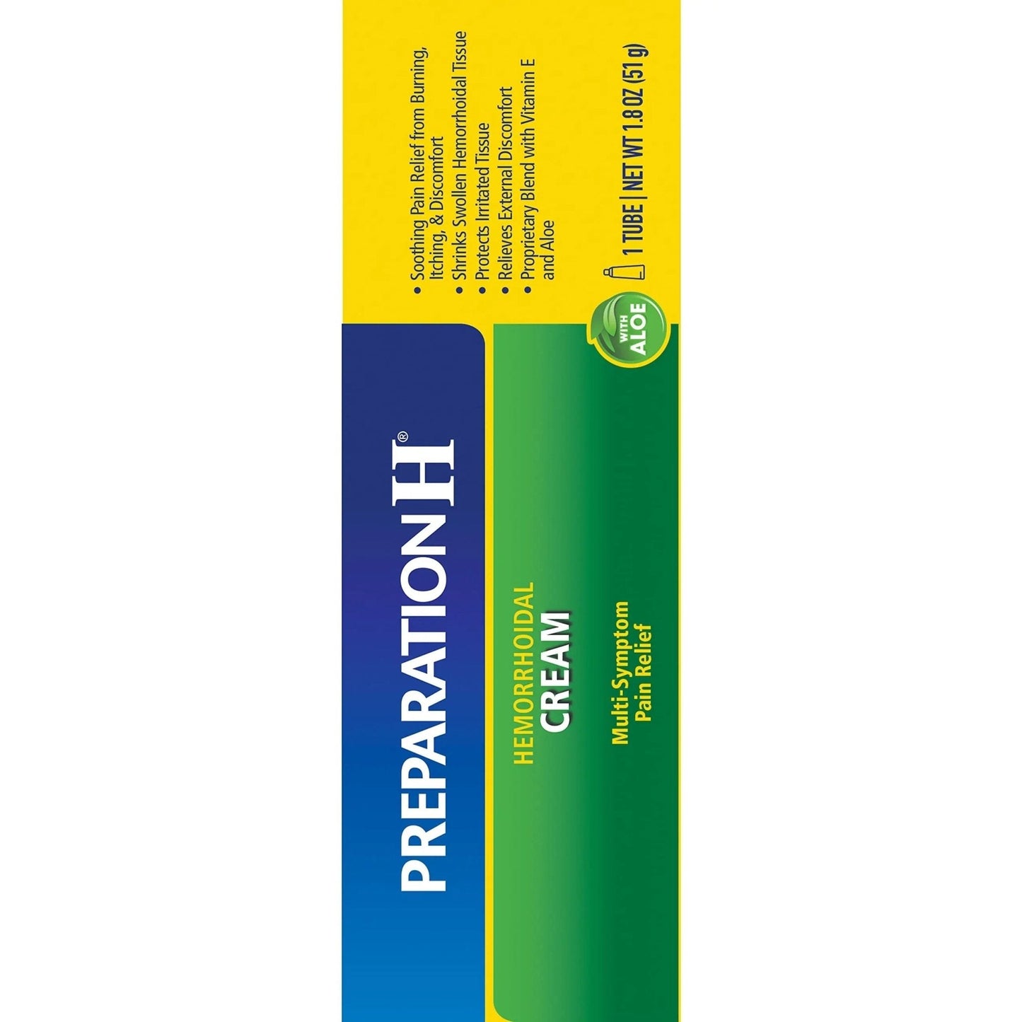 Preparation H Hemorrhoid Cream with Aloe for Multi-Symptom Relief - 1.8 Oz Tube - Maple Wellness Supplements