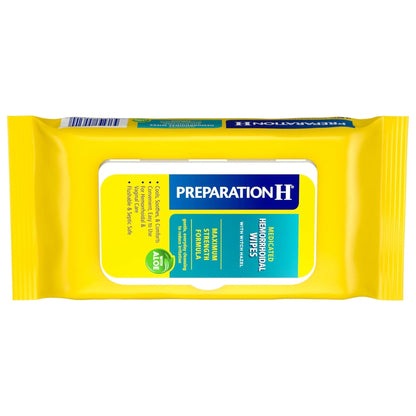 Preparation H Hemorrhoid Flushable Wipes with Witch Hazel for Skin Irritation Relief - 48 Count - Maple Wellness Supplements