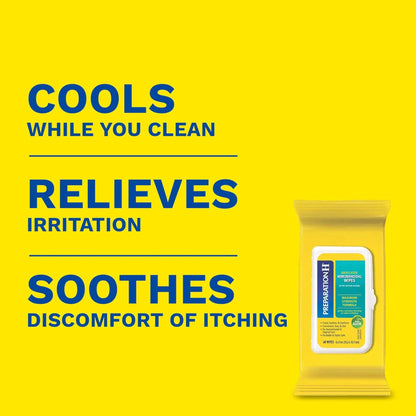 Preparation H Hemorrhoid Flushable Wipes with Witch Hazel for Skin Irritation Relief - 48 Count (Pack of 4) - Maple Wellness Supplements