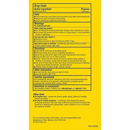 Preparation H Hemorrhoid Flushable Wipes with Witch Hazel for Skin Irritation Relief - 96 Count - Maple Wellness Supplements