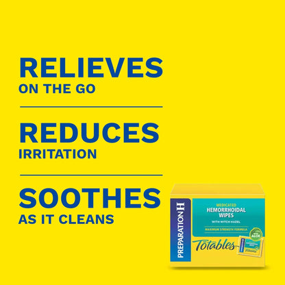 Preparation H Hemorrhoid Flushable Wipes with Witch Hazel for Skin Irritation Relief - 96 Count - Maple Wellness Supplements