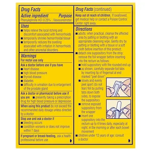 Preparation H Hemorrhoid Suppositories For Itching And Discomfort Relief - 12 Count (Pack of 1) - Maple Wellness Supplements