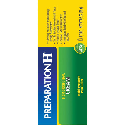 Preparation H Hemorrhoid Symptom Treatment Cream (0.9 Ounce Tube), Maximum Strength Multi-Symptom Pain Relief with Aloe - Maple Wellness Supplements