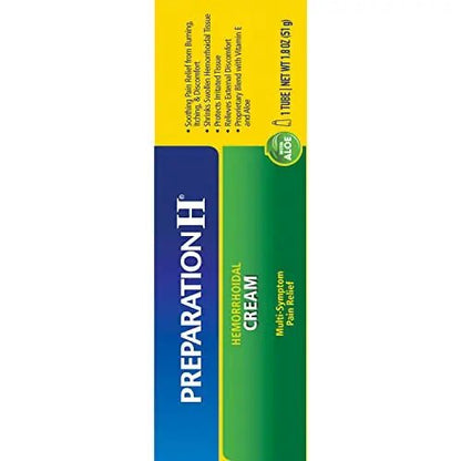 Preparation H Hemorrhoid Symptom Treatment Cream (2 x 1.8 Ounce Tube), Maximum Strength Multi-Symptom Pain Relief with Aloe - Maple Wellness Supplements
