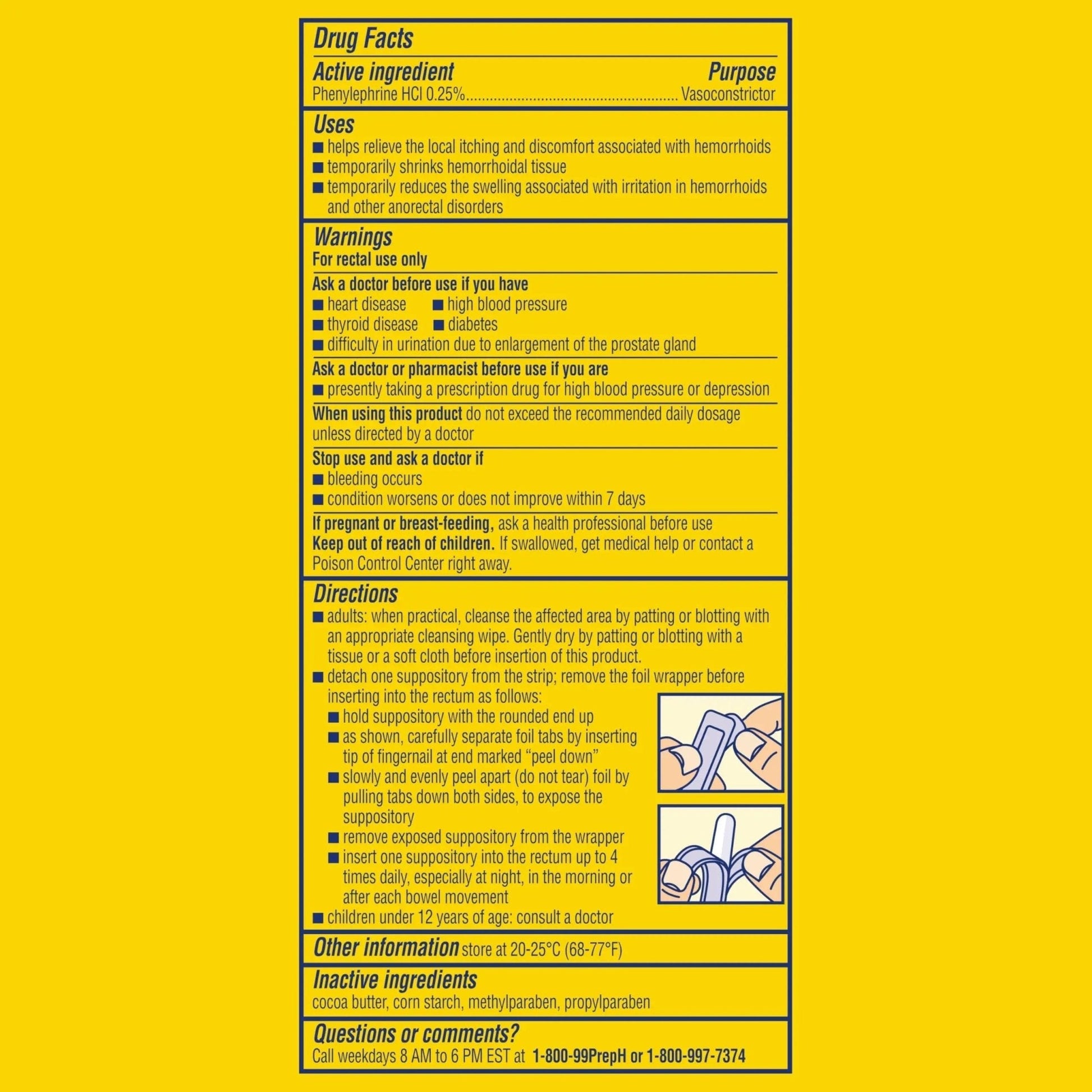 PREPARATION H Hemorrhoid Symptom Treatment Suppositories, Burning, Itching and Discomfort Relief (48 Count) - Maple Wellness Supplements