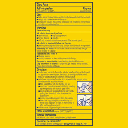PREPARATION H Hemorrhoid Symptom Treatment Suppositories, Burning, Itching and Discomfort Relief (48 Count) - Maple Wellness Supplements
